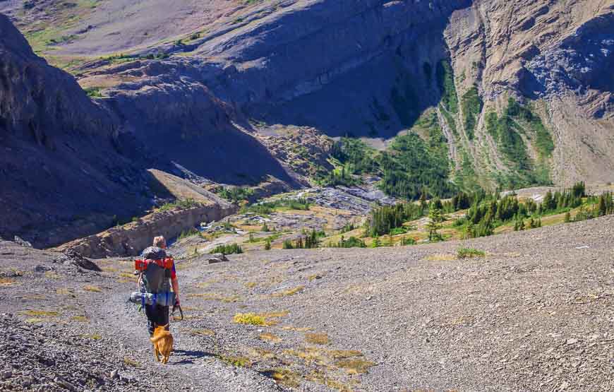 There's a steep scree slope on route to the Boulder Creek Campground