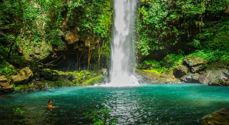 In Rincon de la Vieja Wwe enjoyed a refreshing swim we had once we reached La Cangreja waterfall