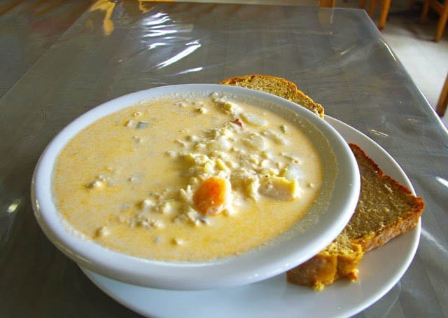 "Seafood chowder for lunch"