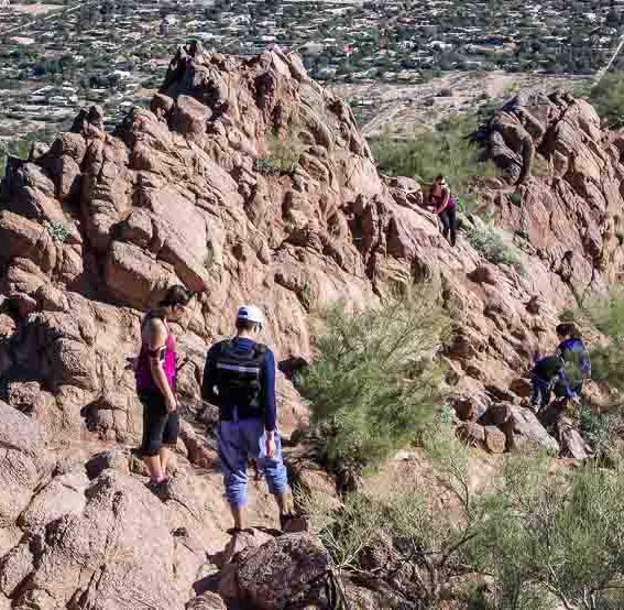 On the upper sections of the Camelback Mountain hikewe ran into a human traffic jam