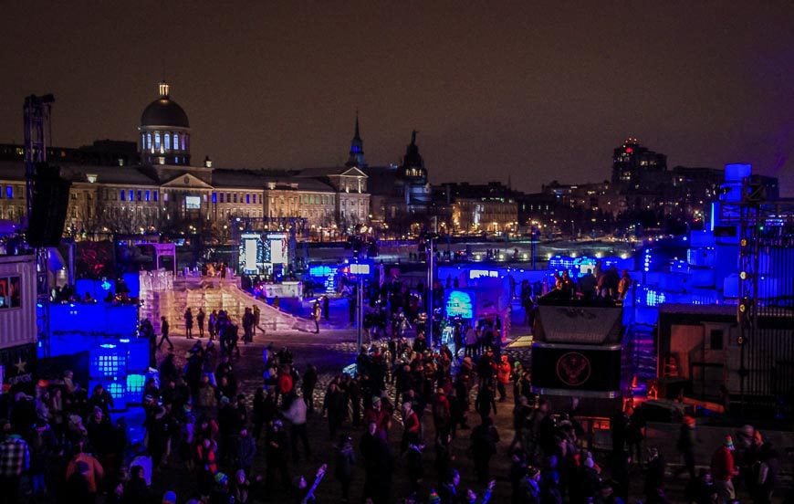 The Igloofest venue is near old Montreal