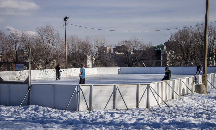 Lots of local outdoor hockey rinks for skating and hockey