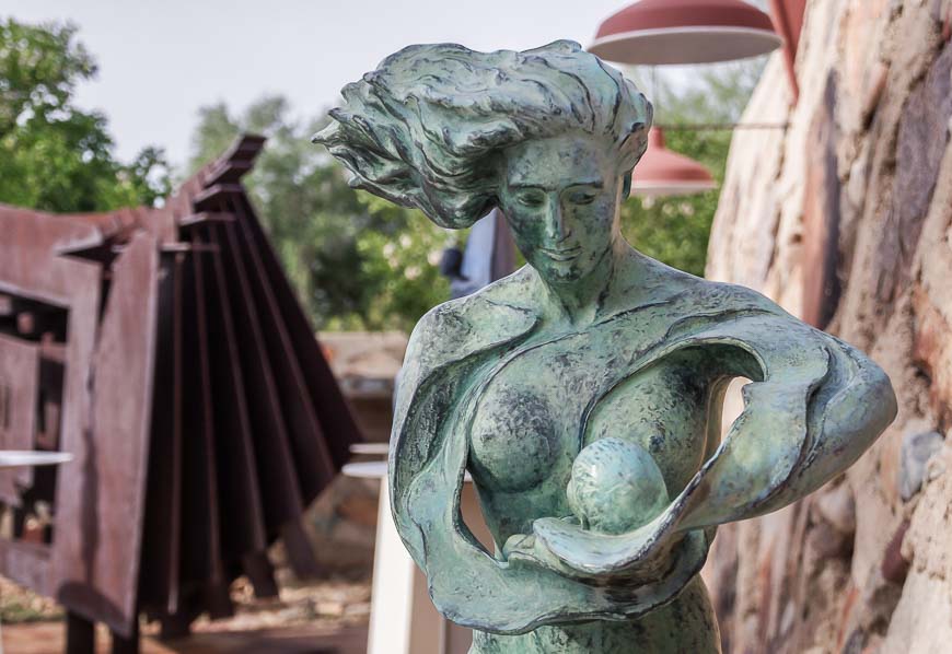 Art in the courtyard at Taliesin West