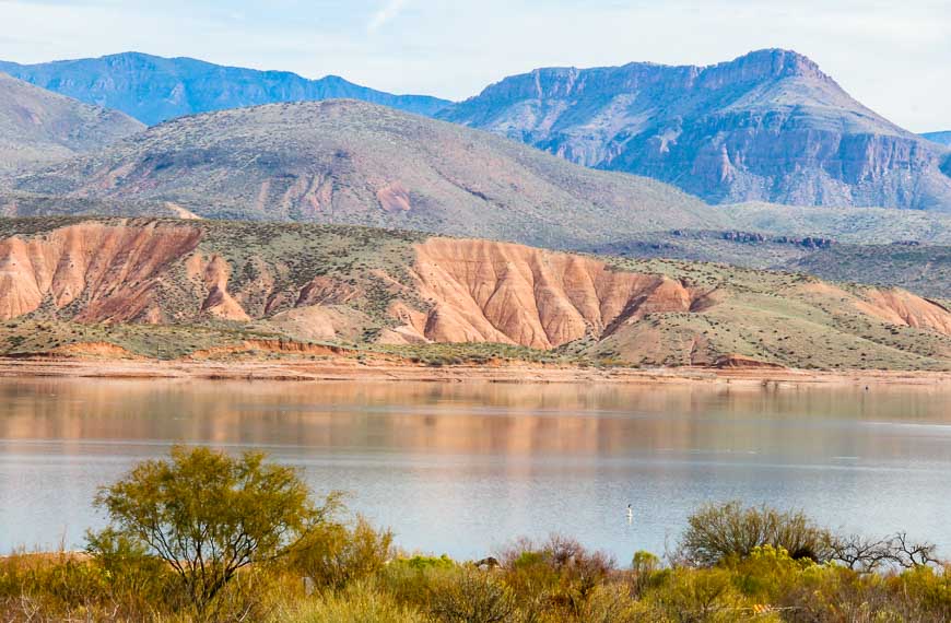 A scenic section of road along Lake Roosevelt