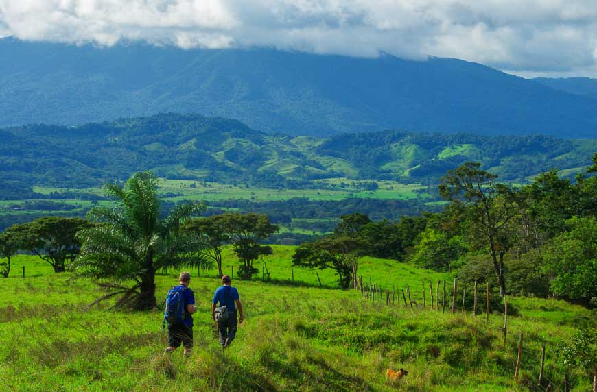 Hiking in Costa Rica through cow pastures