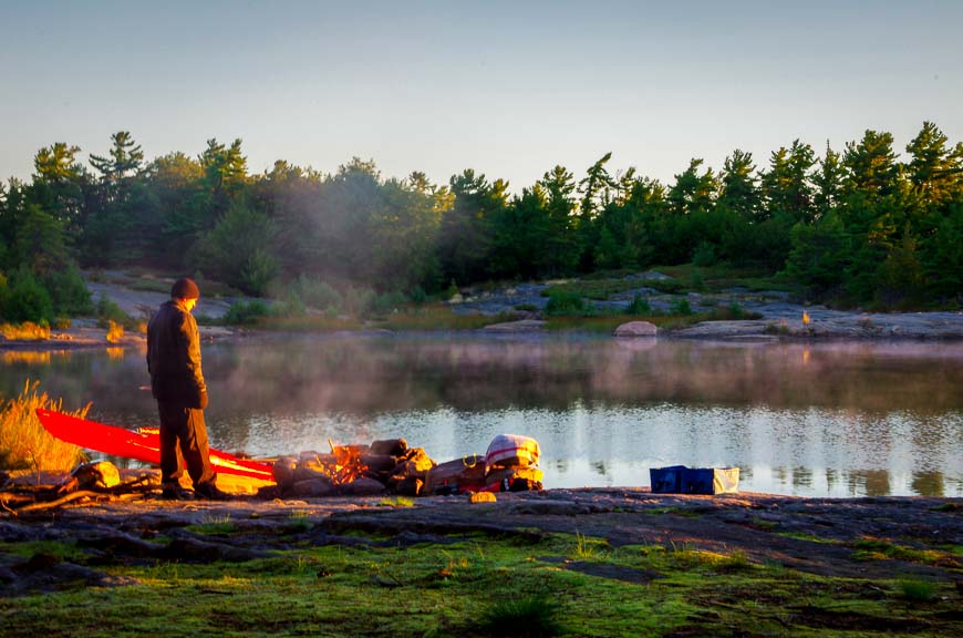 Early morning fire to warm up