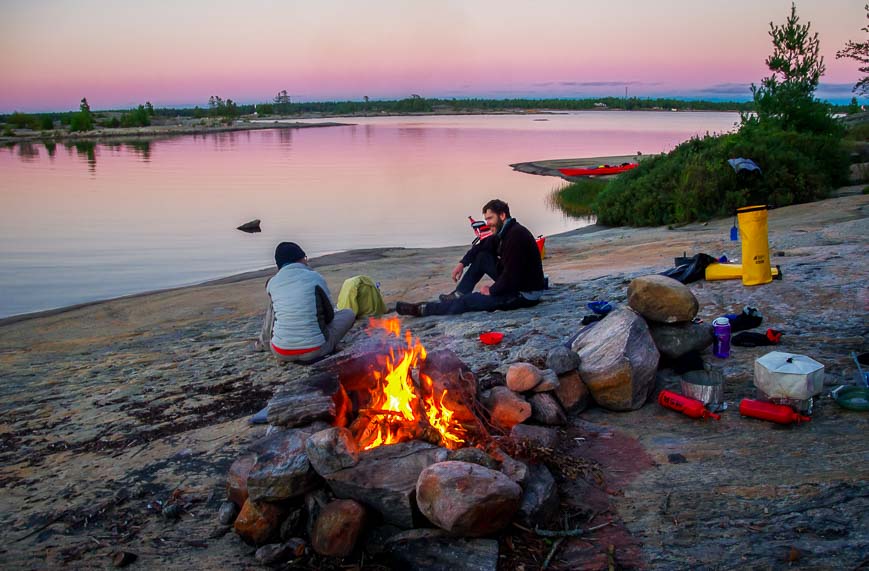 Enjoying a campfire and a sunset - in September