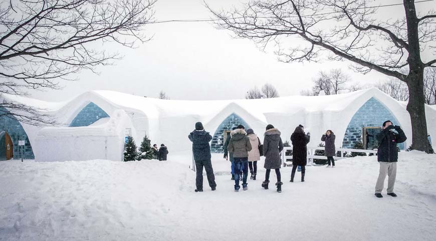 No shortage of tourists checking out the Ice Hotel in Quebec City