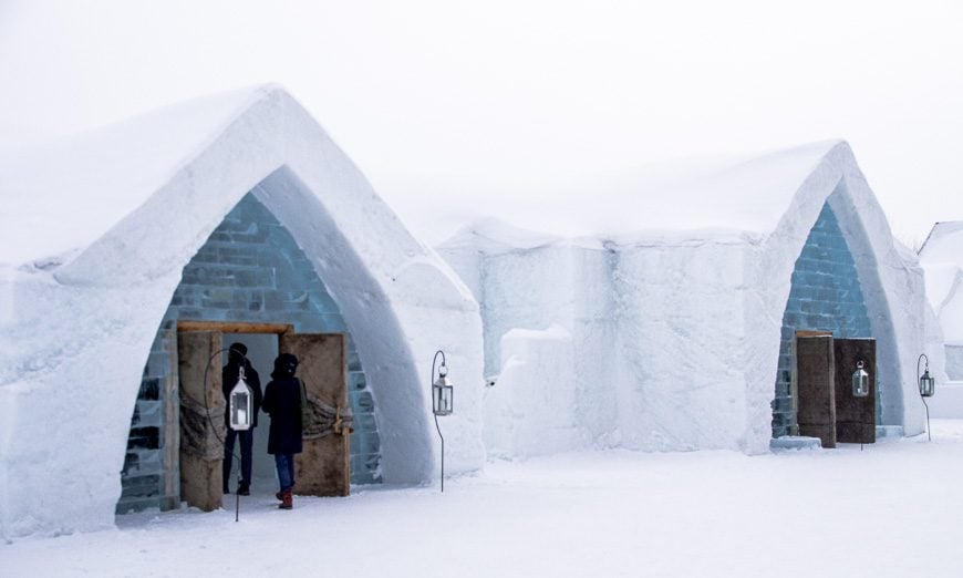 The entrance to the Ice Hotel in Quebec City