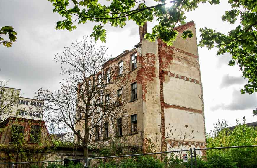 Few run down buildings in the core of Leipzig