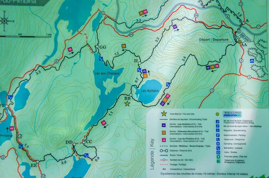 Map of the hike in La Mauricie National Park