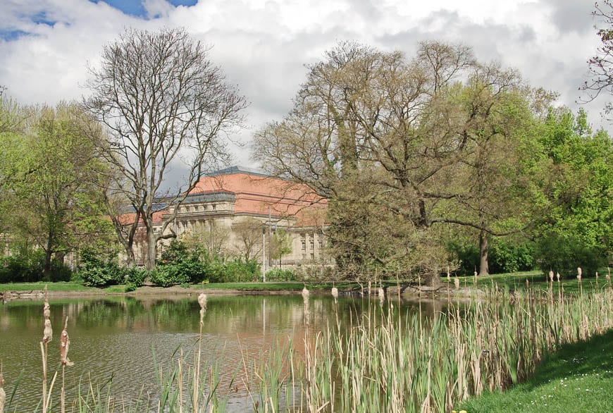 Green space within sight of the Leipzig train station