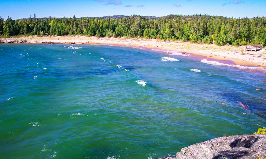 Looking down on the beach at Horseshoe Bay from the Southern Headland trail