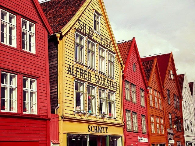 "Wonderful colours of these buildings in Bryggen"