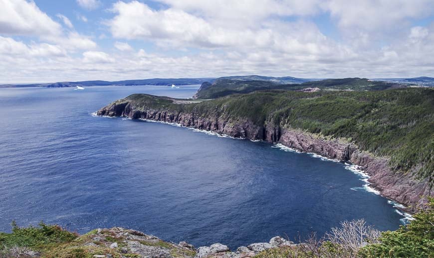 Rugged cliffs and icebergs keep the hiking interesting