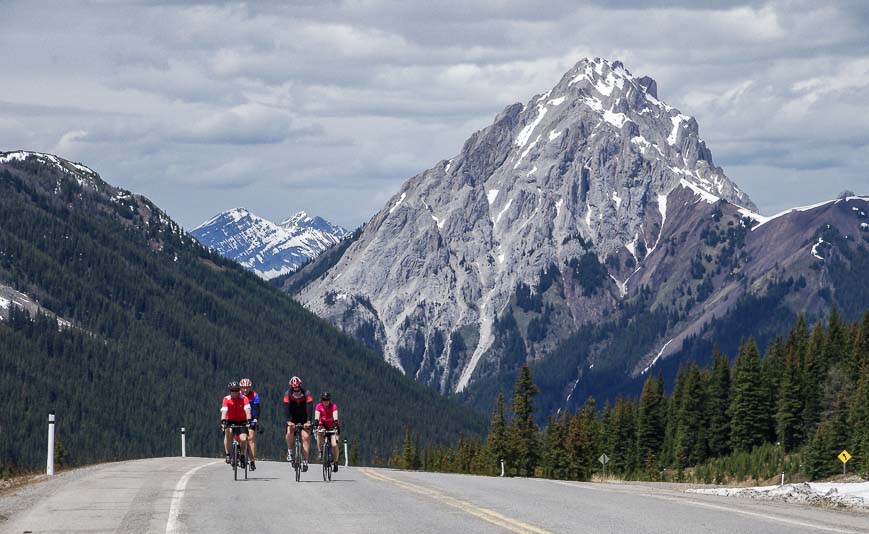 A strong group of cyclists coming up from the other side starting at the King Creek Day Use area