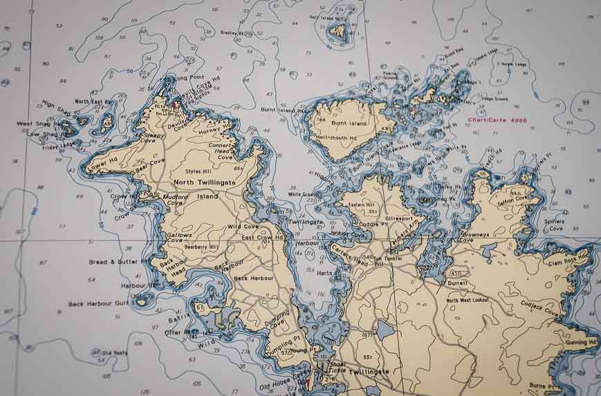 A chart of the Twillingate area