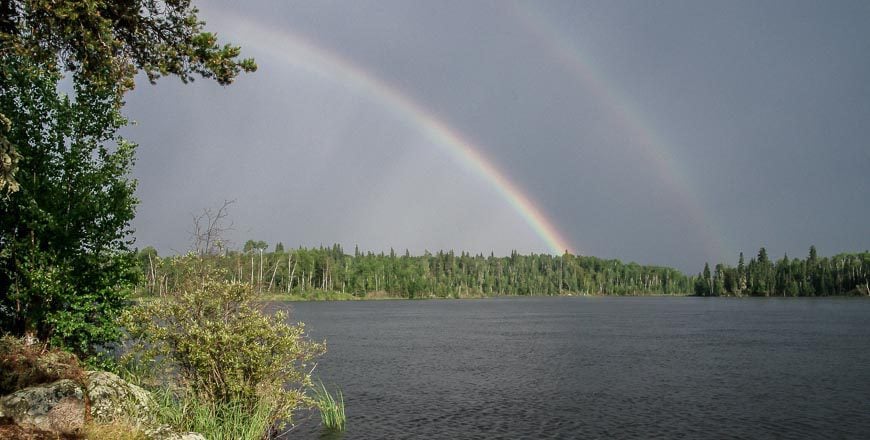 The skies start to clear and we're treated to a double rainbow