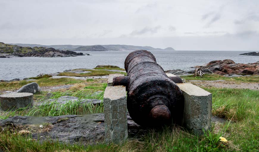 A cannon leftover from the days when the island needed protection