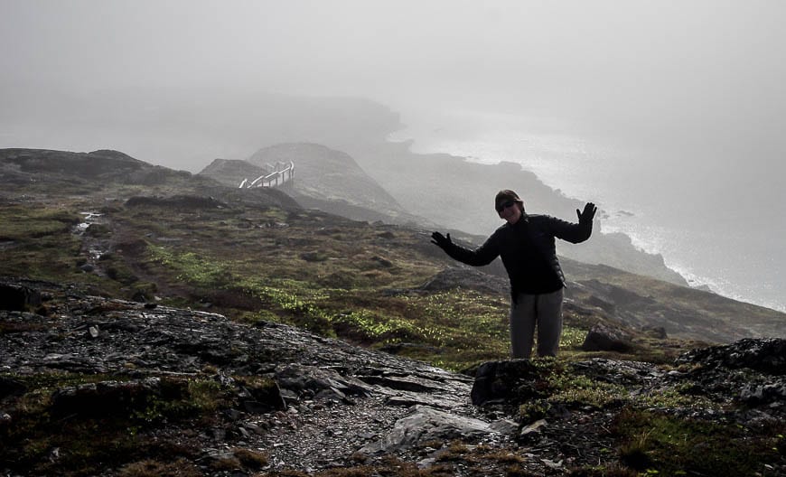 My friend Judy and I are captivated by the place even in the fog