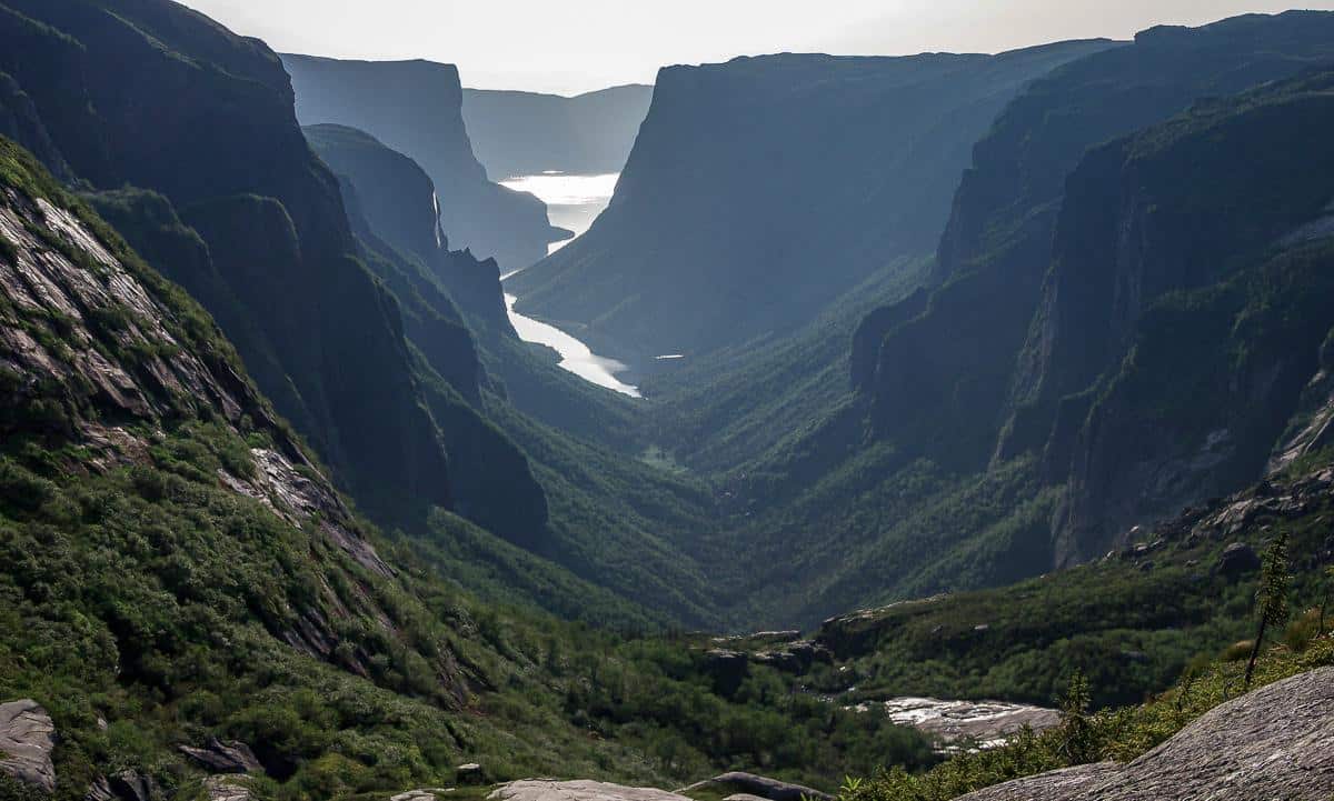 Looking down Western Brook Pond at about 9:30 PM