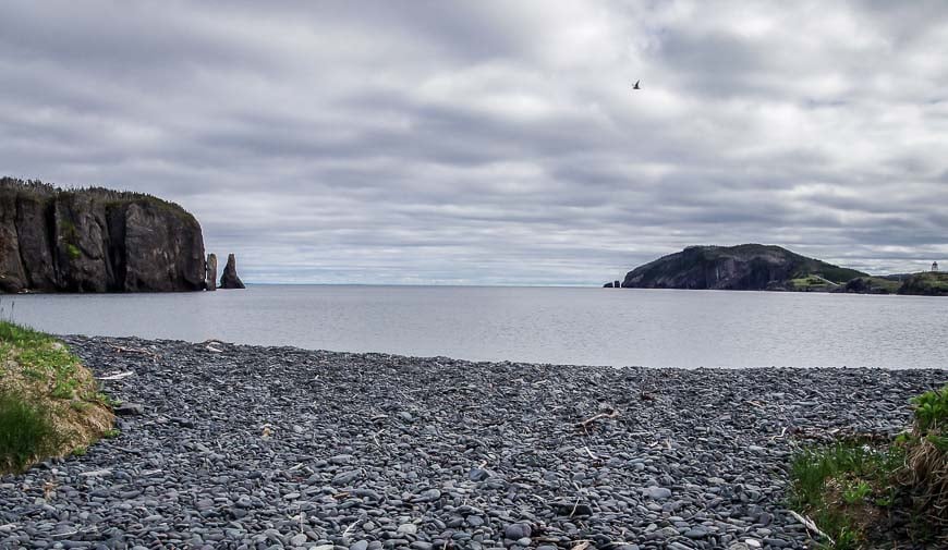 A rocky beach near the end of the hike