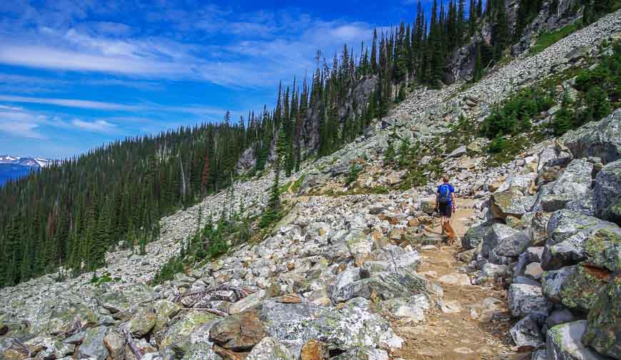 Hiking through a rocky section - and yes dogs are allowed on a leash