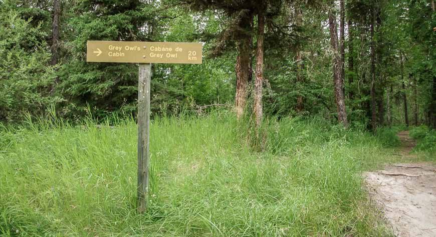 The start and end of the trail to Grey Owl's Cabin