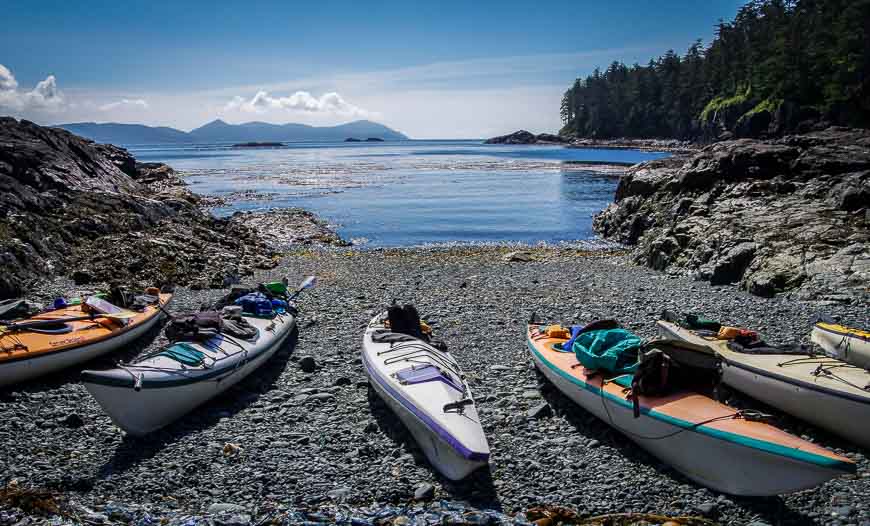 Landing on SGang Gwaay - a UNESCO World Heritage Site - on our Gwaii Haanas kayaking trip