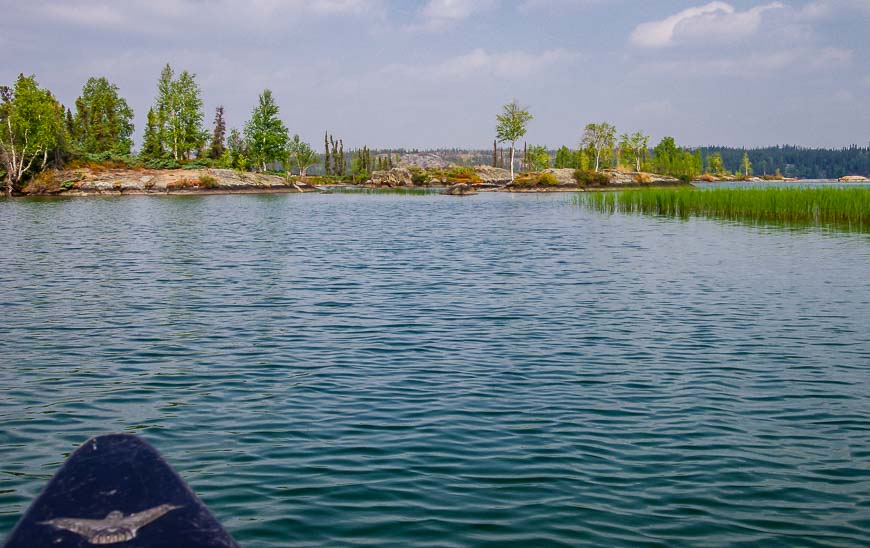 The western end of Hidden Lake is dotted with islands