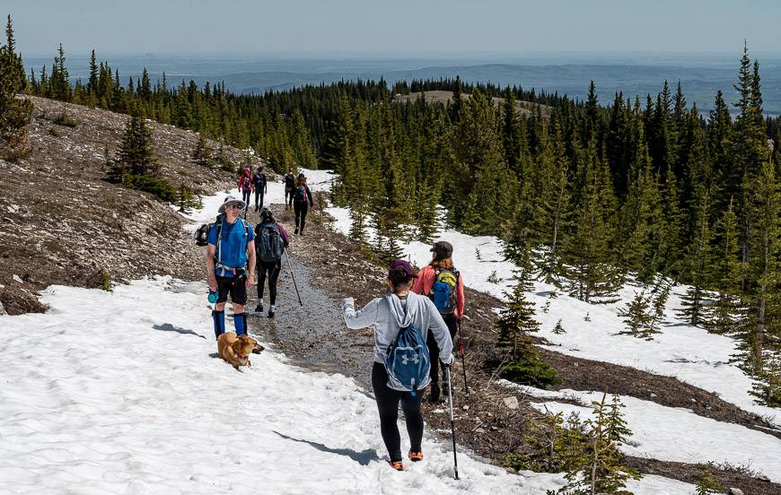 The hike to Moose Mountain can be snowy and muddy in May