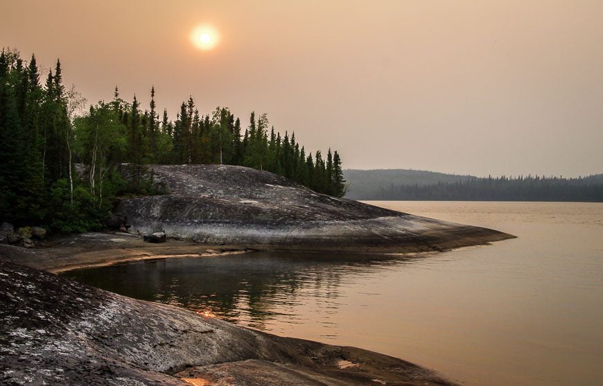 Our smoky sunset on River Lake