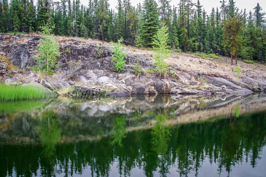 Beautiful reflections as we approached Cameron Falls while canoeing the Cameron River