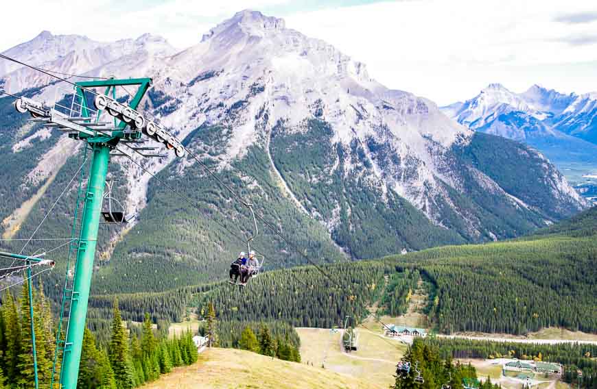 Getting to the start of the Banff Via Ferrata on a scenic chairlift ride
