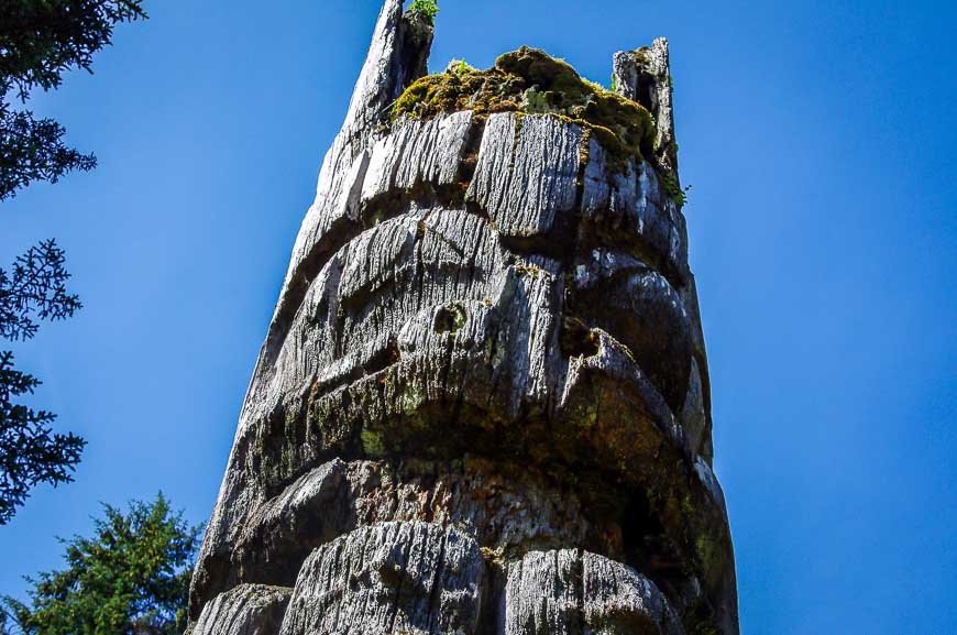 Memorial pole showing the wear of time