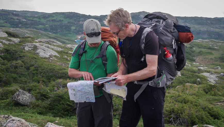On the Long Range Traverse in Newfoundland we're constantly checking our maps