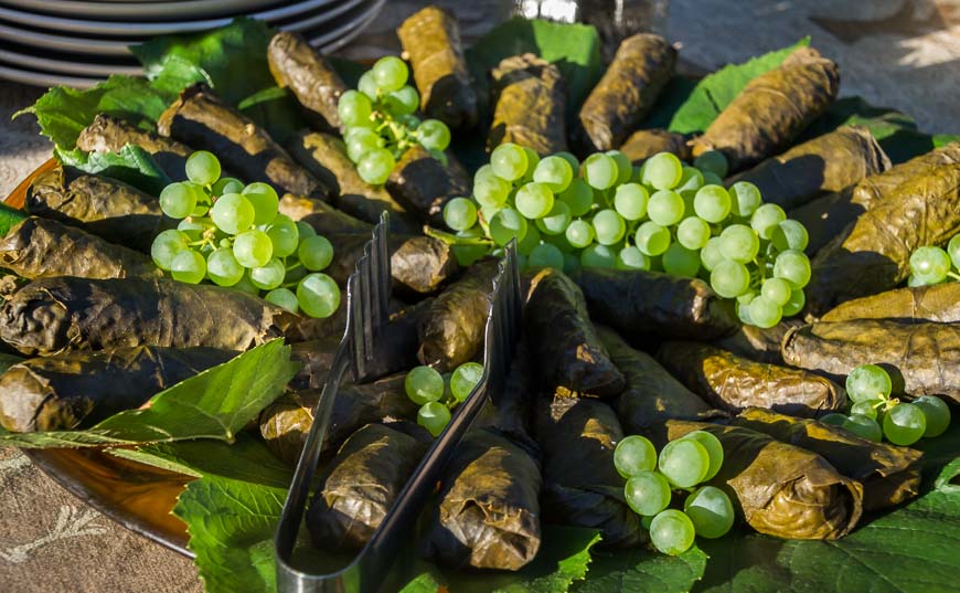 Stuffed grape leaves are divine