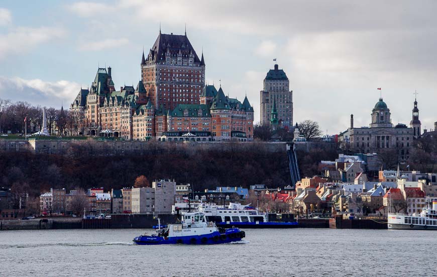 View of the Chateau Frontenac from the Levi ferry