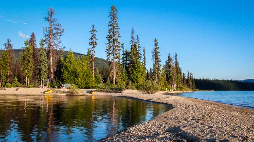 Fantastic beach camping beside Murtle Lake, Wells Gray Provincial Park, BC