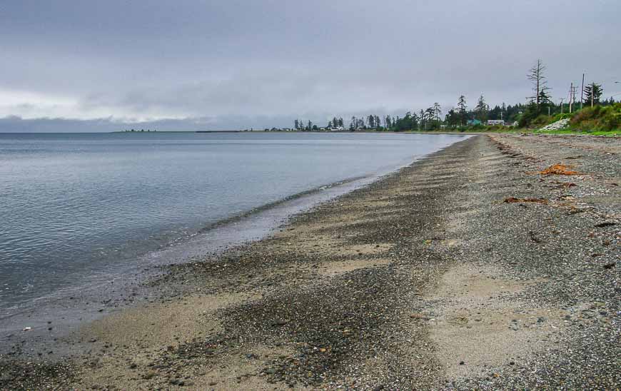 The landing strip in Sandspit is on the spit of sand in the distance