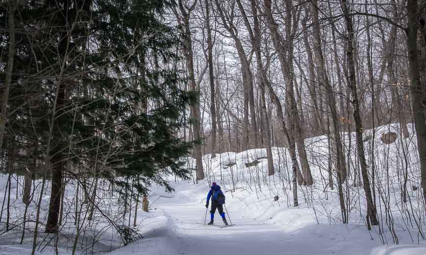 Cross country skiing in Gatineau where there are plenty of rolling hills