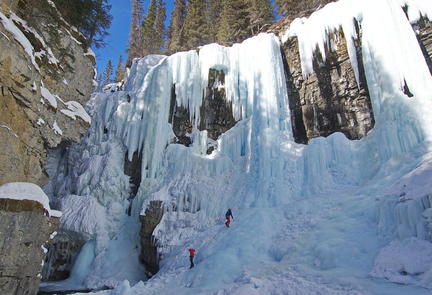 Catching the ice climbers in action in Johnston Canyon