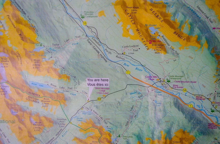 Location map showing the Boom Lake trail