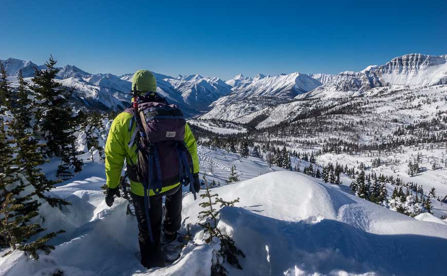 Sunshine Village snowshoeing and the view on a sunny day