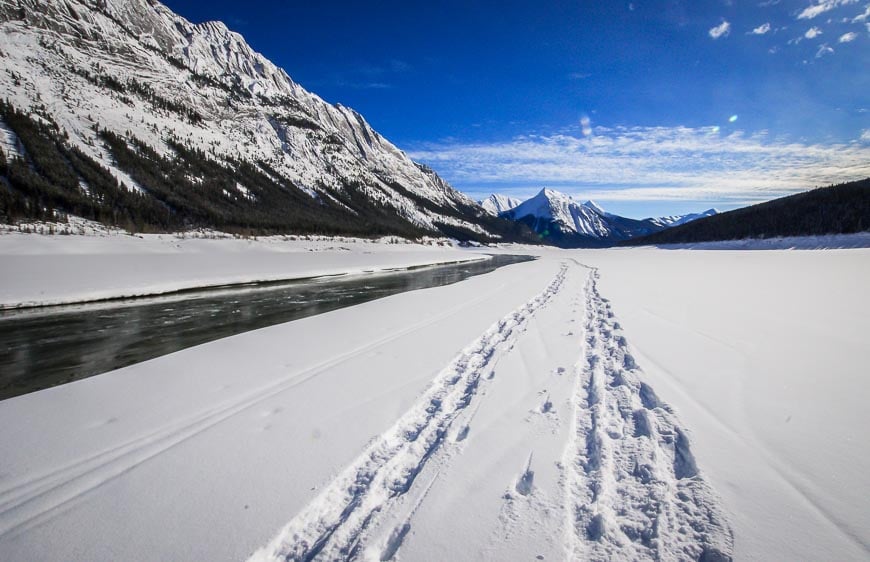 Snowshoeing in Jasper at Medicine Lake