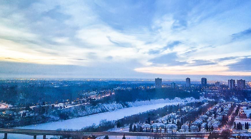 Sunrise over the North Saskatchewan River in Edmonton