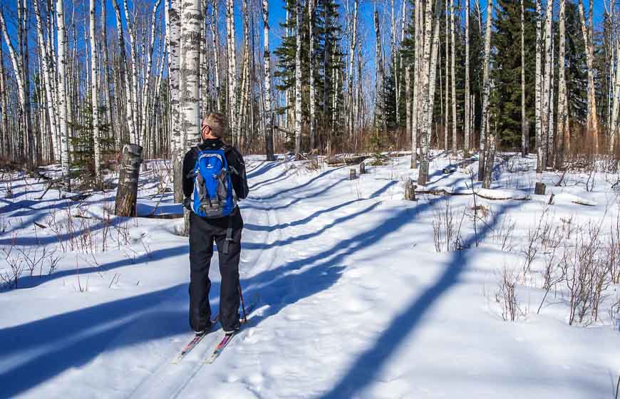 Cross country ski at Crimson Lake Provincial Park near Rocky Mountain House