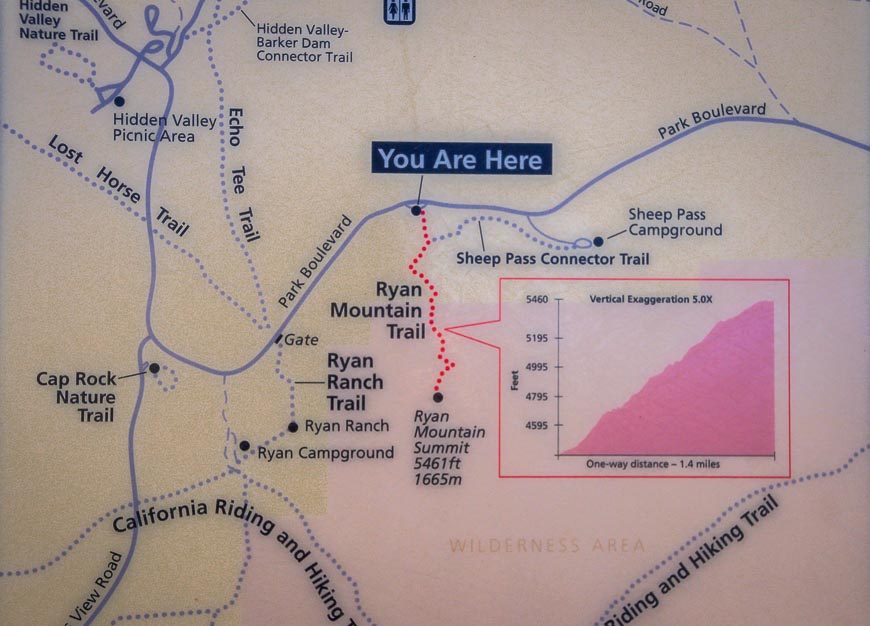 Map of the Ryan Mountain hike