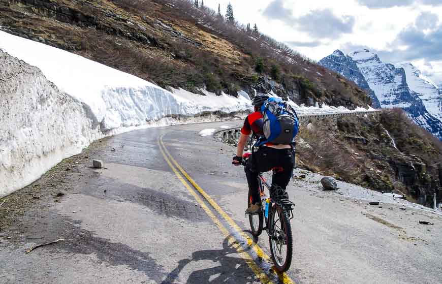 Biking the going to the sun clearance road