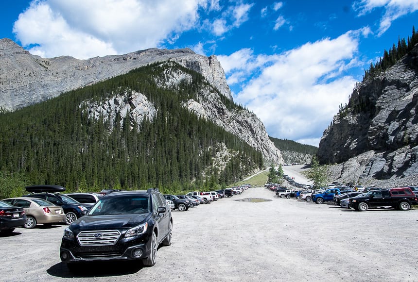 Parking is at a premium on a weekend at the Goat Creek Trailhead as its also the trailhead for Ha Ling Peak